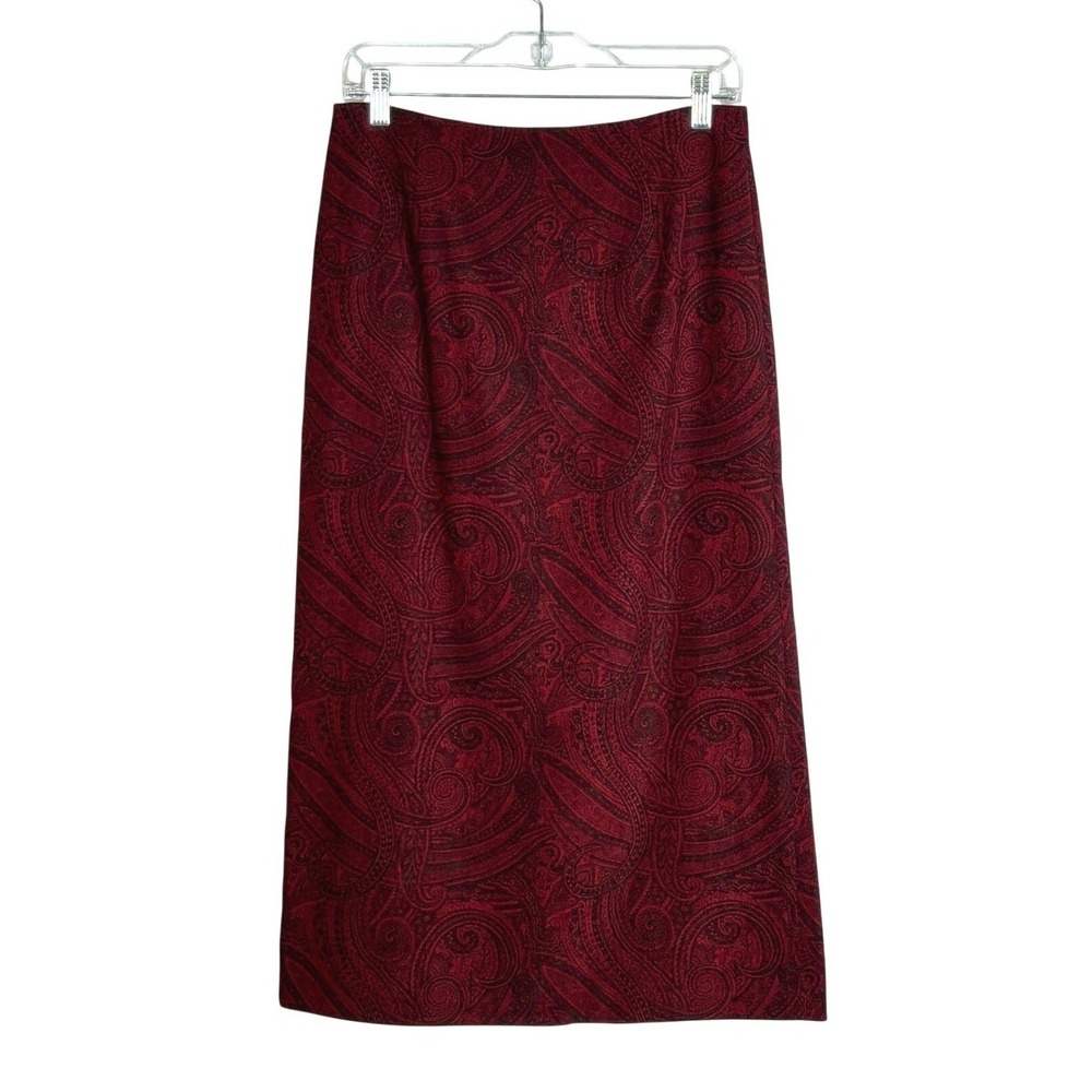 Vintage Paisley Midi Skirt Dark Academia Retro Tapestry Print Librarian size 8P